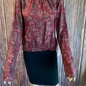 Melrose and Market Burgundy Floral Blouse